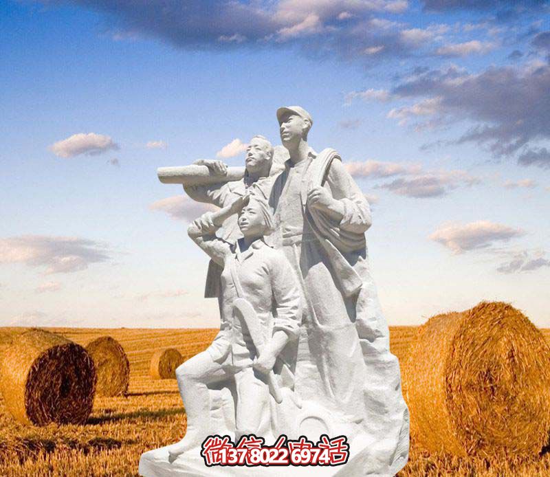 公園漢白玉石雕看向遠(yuǎn)方的紅軍雕塑