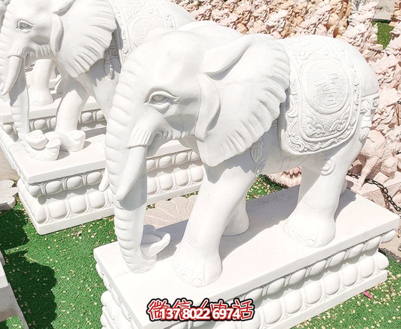 城市街道創(chuàng)意漢白玉石雕大象雕塑 城市街道創(chuàng)意漢白玉石雕大象雕塑