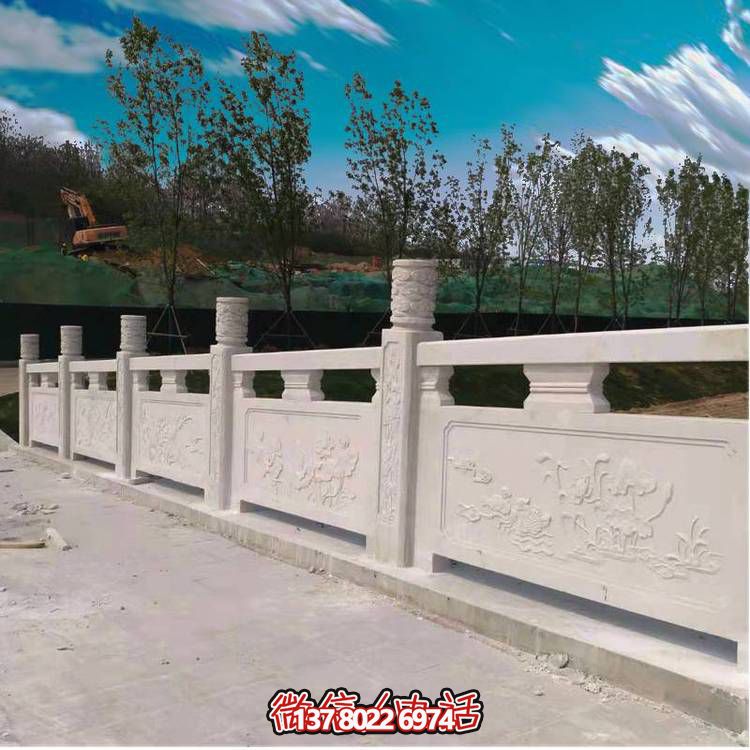 漢白玉雕花石欄桿，公園河道護(hù)欄欄桿