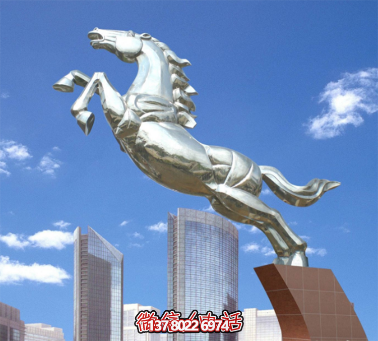 不銹鋼馬兒雕塑，鏡面騰空的馬兒雕塑，企業(yè)精神標(biāo)識(shí)標(biāo)志