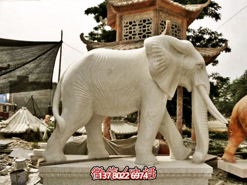 寺廟庭院石雕創(chuàng)意大型戶(hù)外園林景觀裝飾品大象雕塑