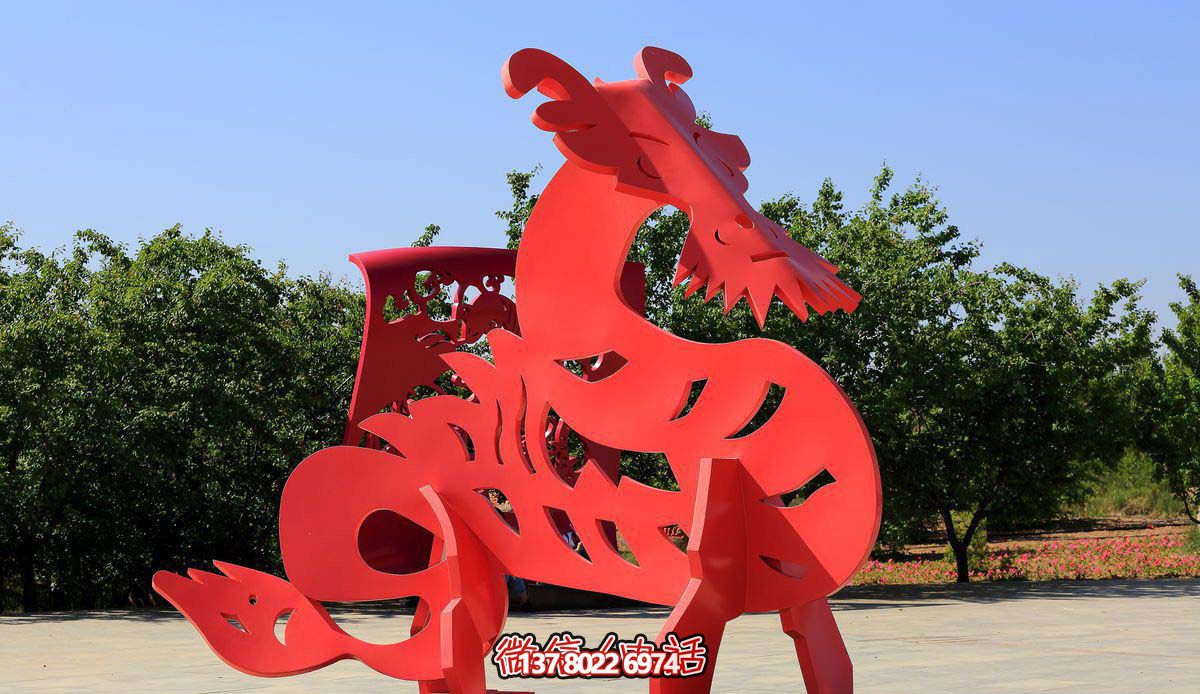 廣場創(chuàng)意玻璃鋼紅色抽象貔貅雕塑 廣場創(chuàng)意玻璃鋼紅色抽象貔貅雕塑