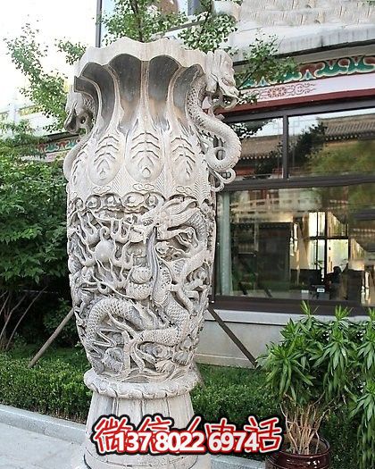 博物館城市廣場(chǎng)漢白玉龍騰花瓶石雕 博物館城市廣場(chǎng)漢白玉龍騰花瓶石雕