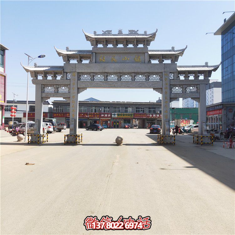 石牌坊仿古村口廣場景區(qū)寺廟門口天然石材石雕牌樓