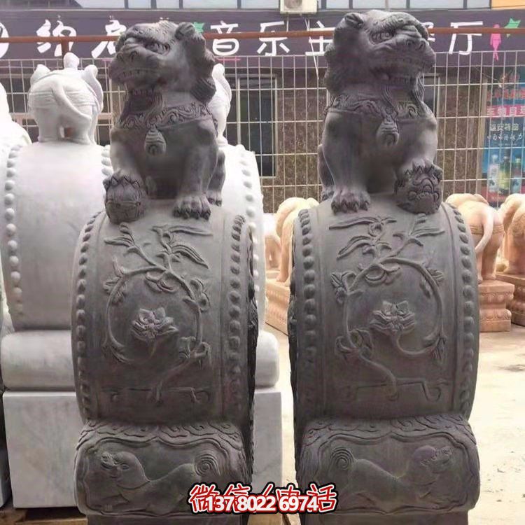 庭院飯店門(mén)口鎮(zhèn)宅浮雕一對(duì)獅子抱鼓石雕塑