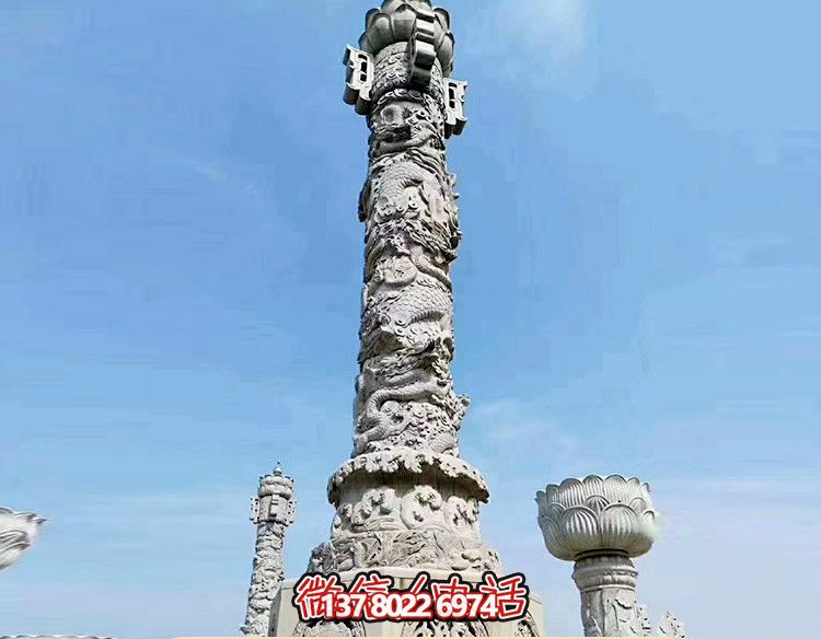 景點(diǎn)廣場(chǎng)浮雕龍紋石柱雕塑