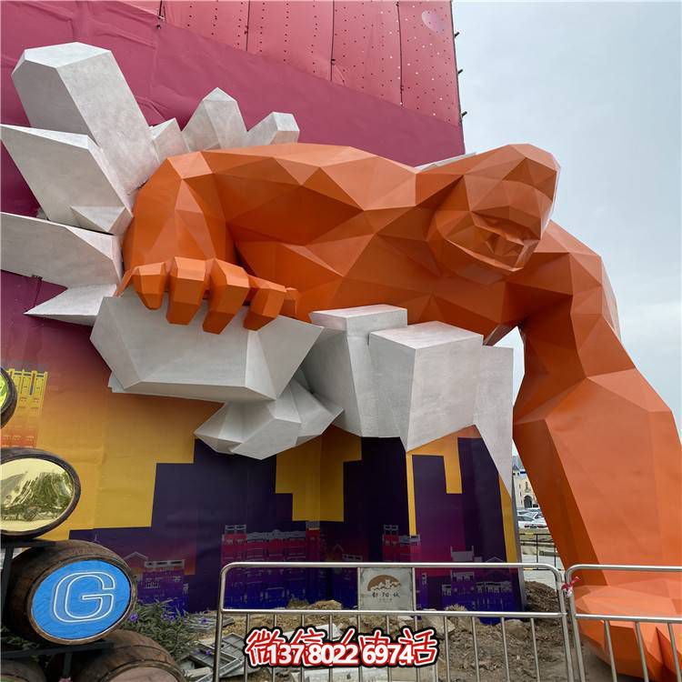 廣場(chǎng)玻璃鋼切面猩猩彩繪大象動(dòng)物雕塑