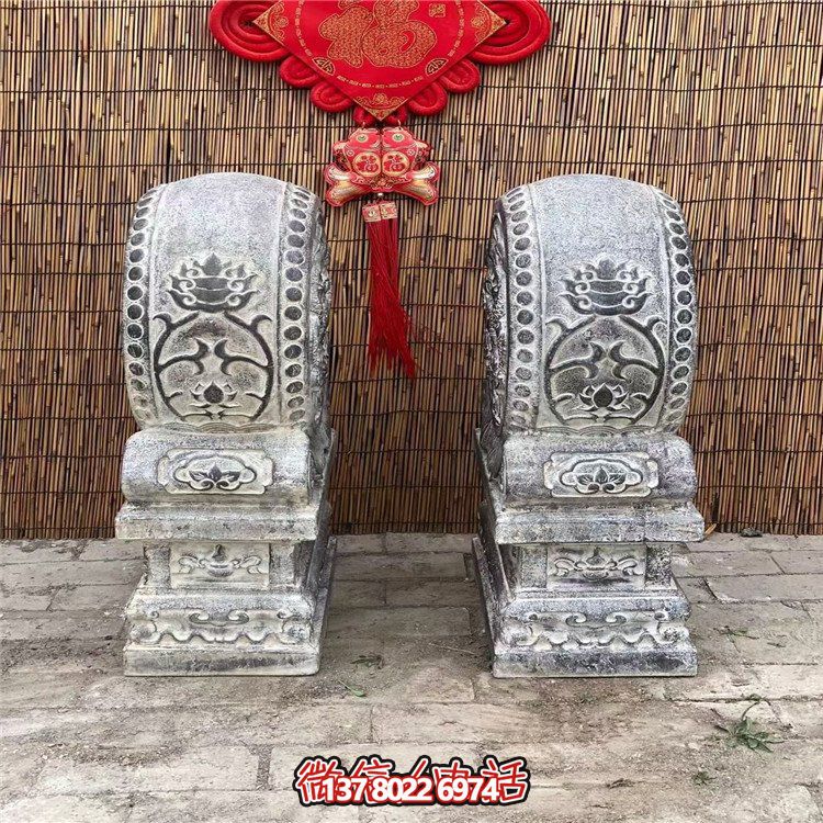 青石仿古抱鼓石，大理石古建大門門墩