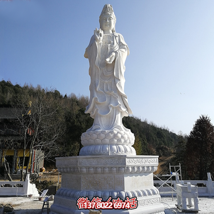 觀音佛像，漢白玉滴水觀音石雕石像
