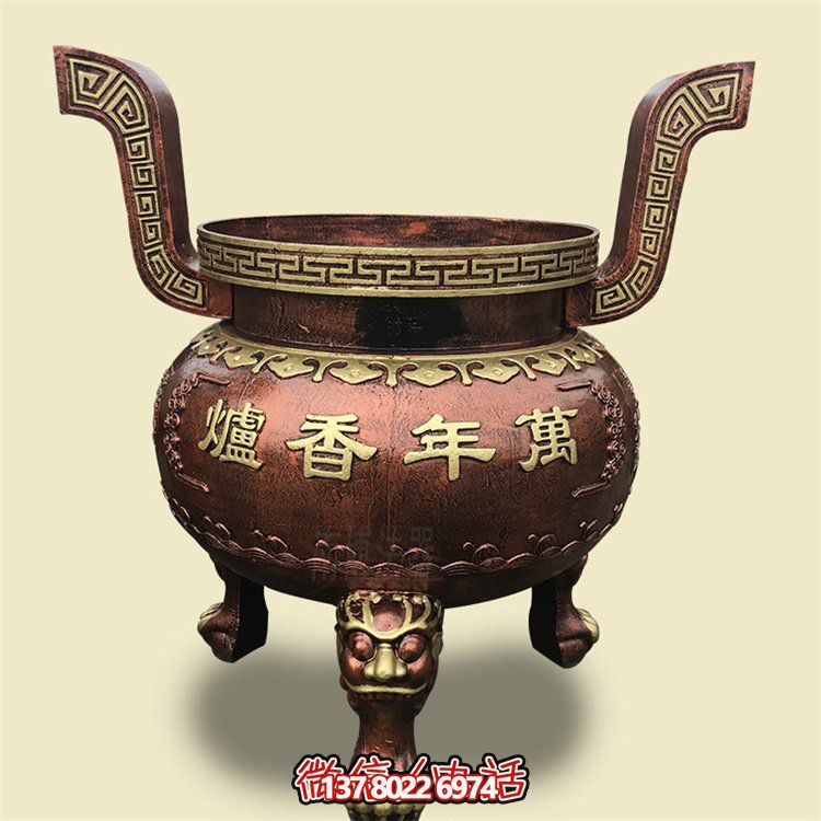 家用銅雕上香祈福鼎，香爐雕塑