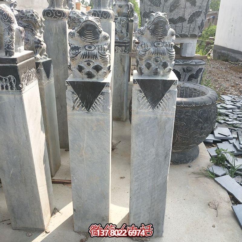 金蟾招財(cái)中式庭院景觀(guān)擺放大理石拴馬柱